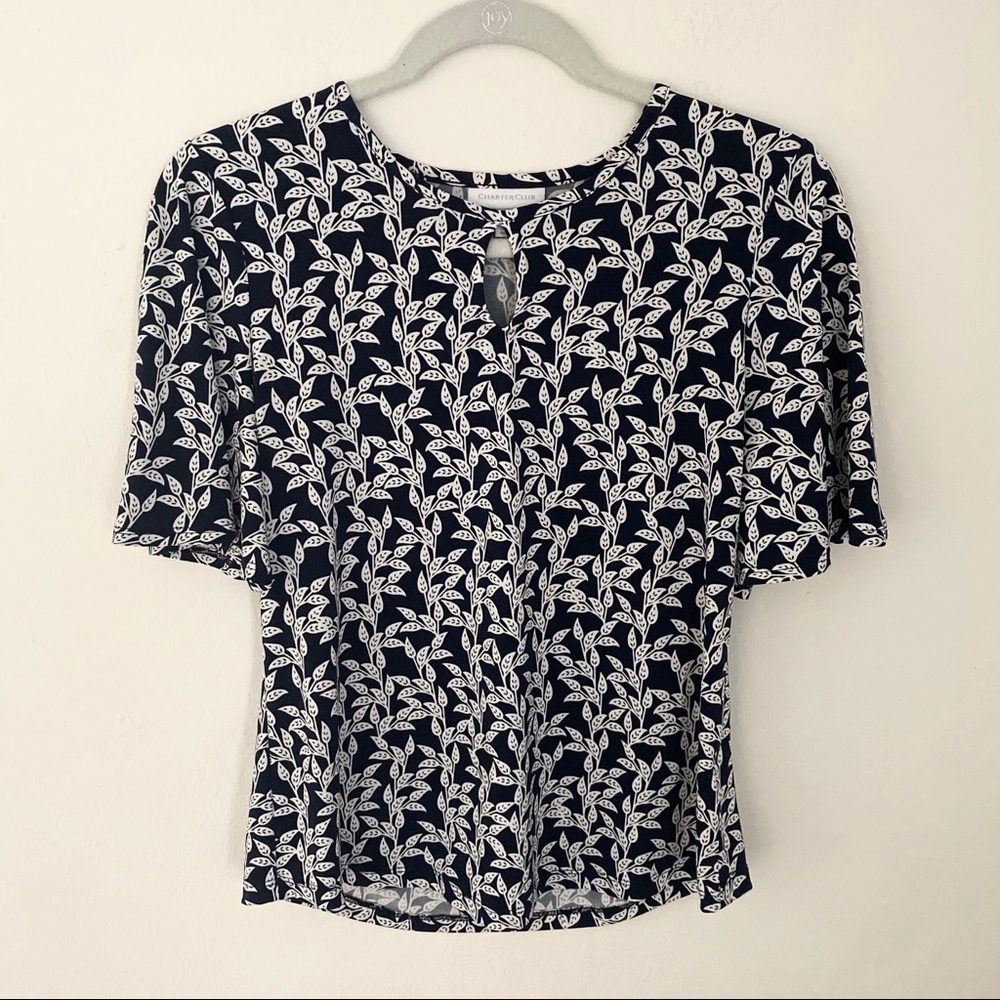 Macy’s Blue and White Floral Blouse